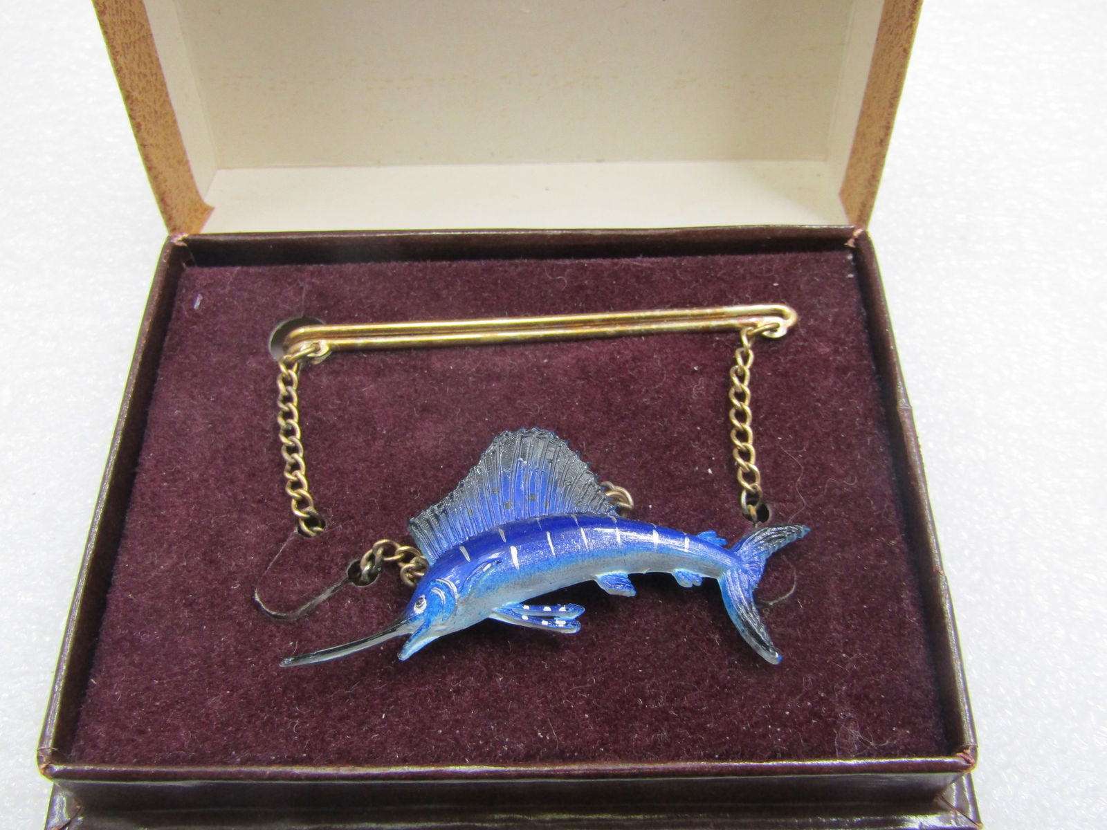 Vintage Sailfish Tie Bar by Wildlife Miniatures = in Box, 2.5" - 5