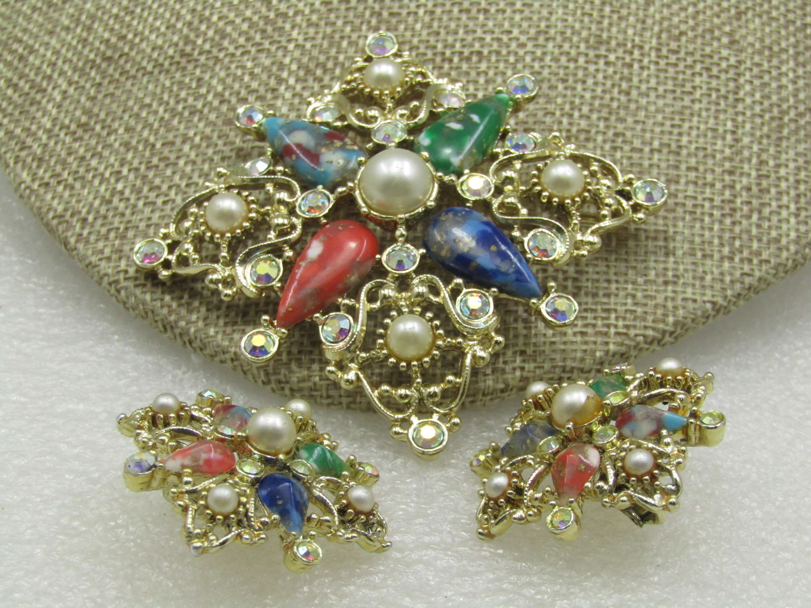 Vintage Sarah Coventry "Galaxy" Brooch with Hook & Earrings Set - 2