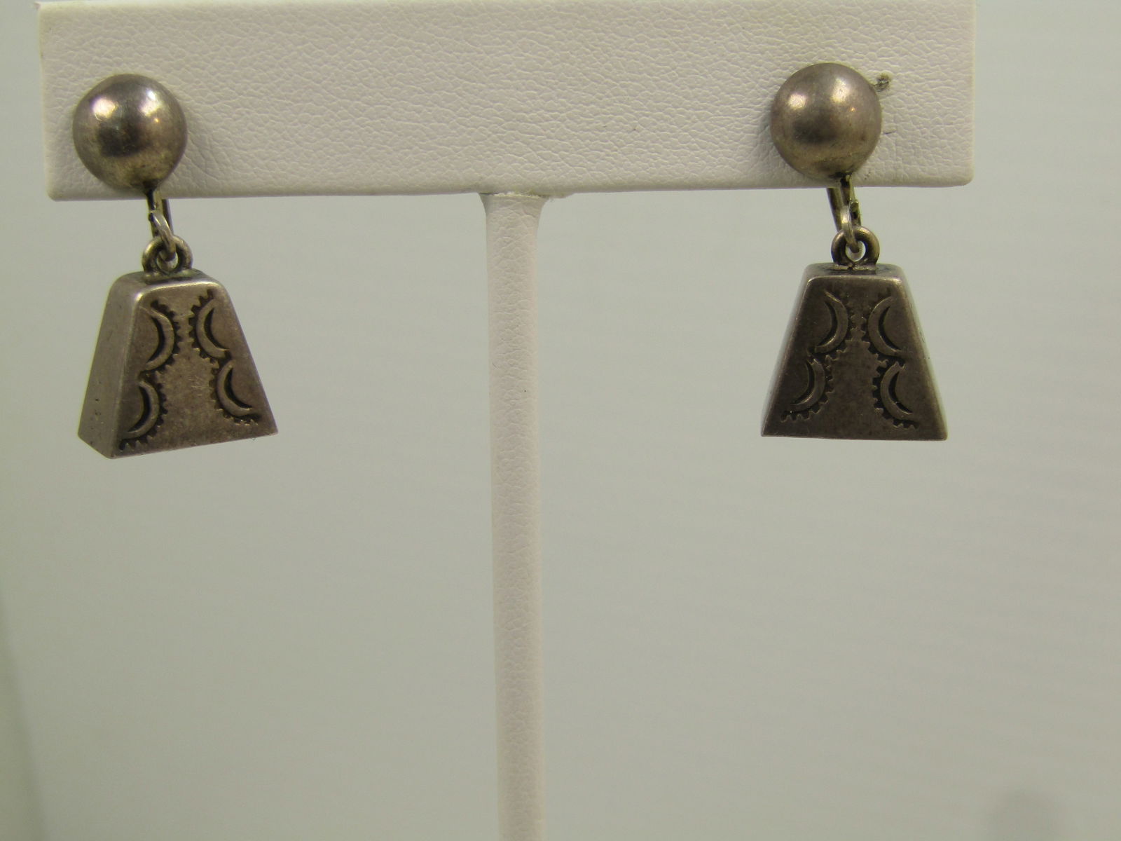Vintage Sterling Southwestern Bell Earrings, 1940's-1950's - 2
