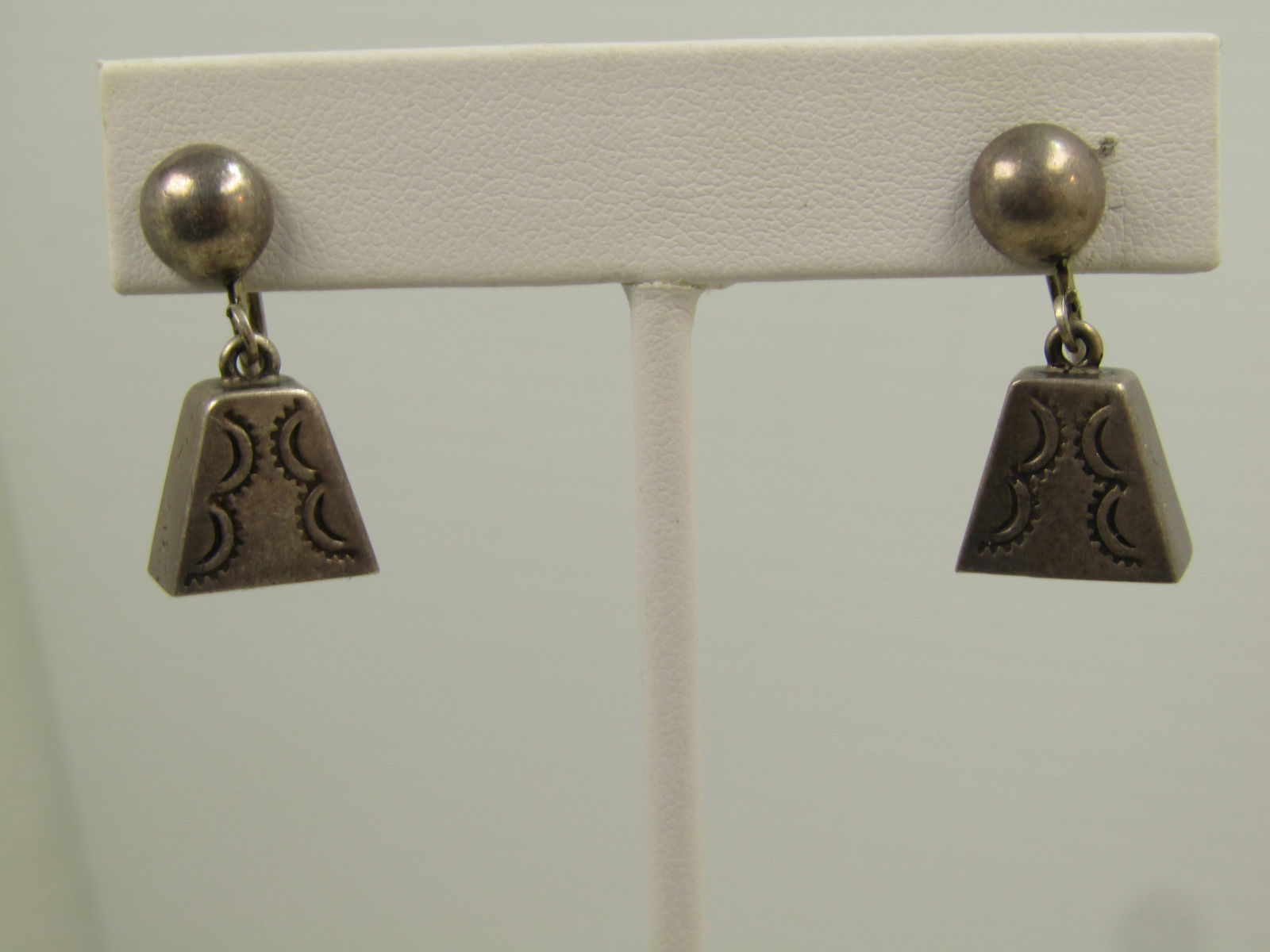 Vintage Sterling Southwestern Bell Earrings, 1940's-1950's - 3