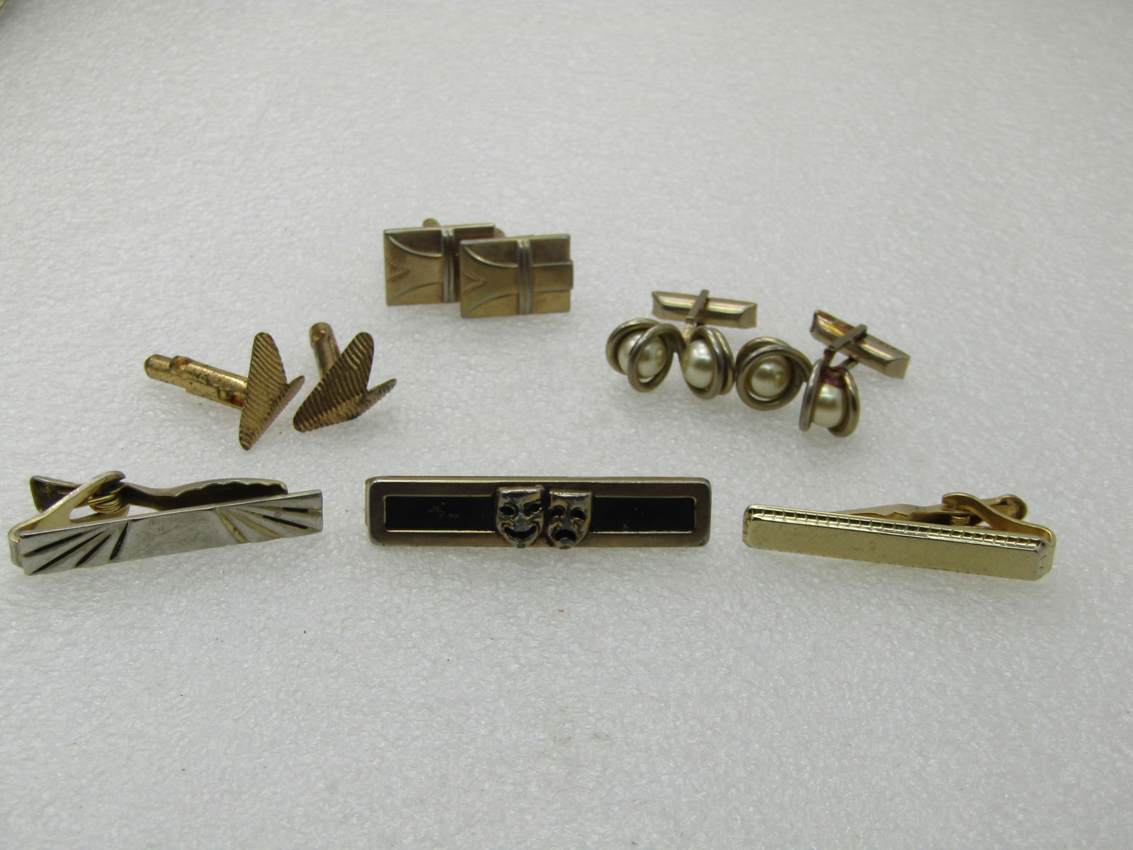 Vintage Men's Cufflinks & Tie Bar/Clasp Lot, 6 Pcs., 1950's-1960's, Some Swank. - 2