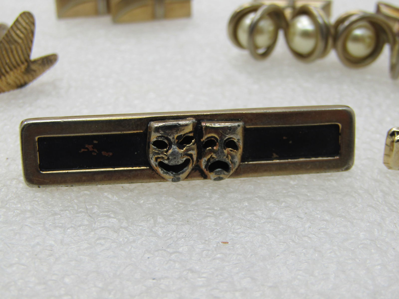 Vintage Men's Cufflinks & Tie Bar/Clasp Lot, 6 Pcs., 1950's-1960's, Some Swank. - 4