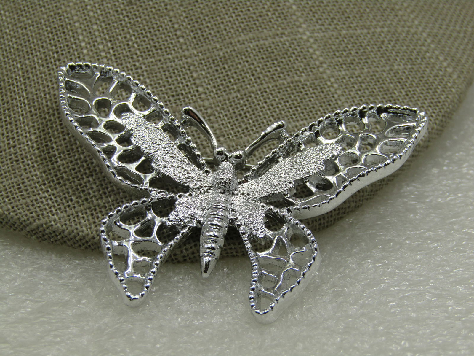 Vintage Silver Tone Butterfly Brooch, Sarah Coventry, 1960's-1970's (1 of 8)