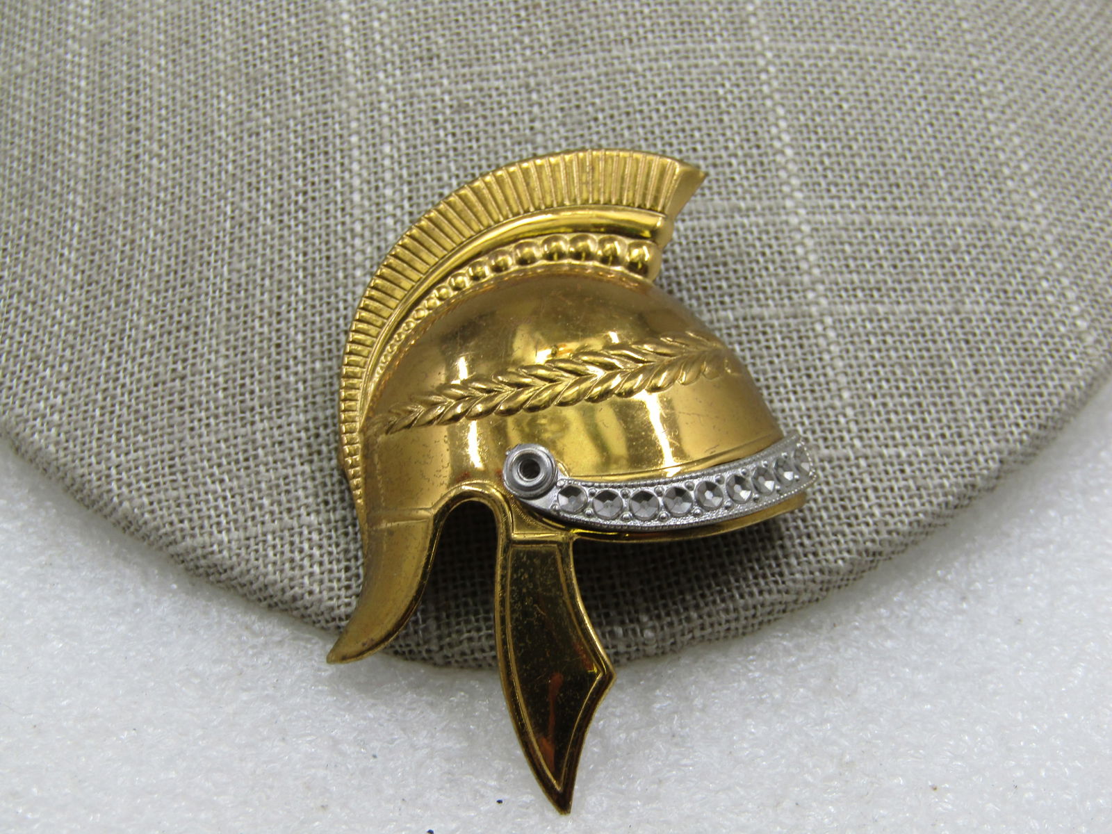 Vintage Gladiator's Helmet Brooch, Two-Tone, 2.5" (1 of 5)
