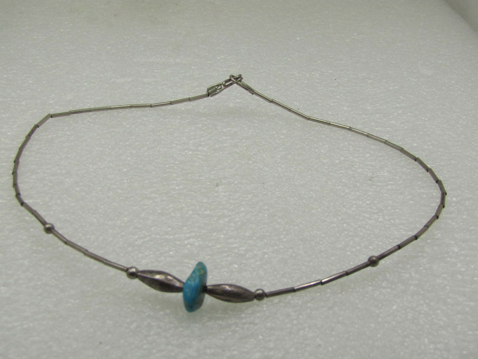 Vintage Sterling Southwestern Beaded Turquoise Necklace, 16" - 5