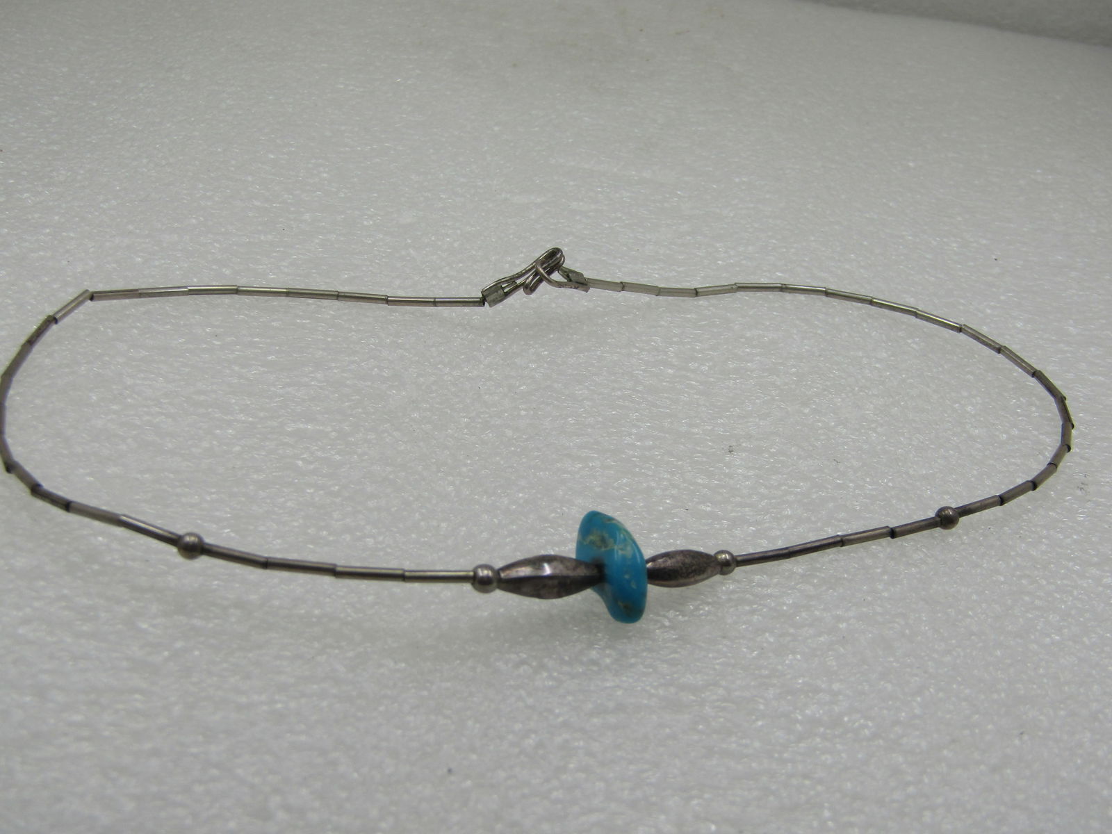 Vintage Sterling Southwestern Beaded Turquoise Necklace, 16" - 7