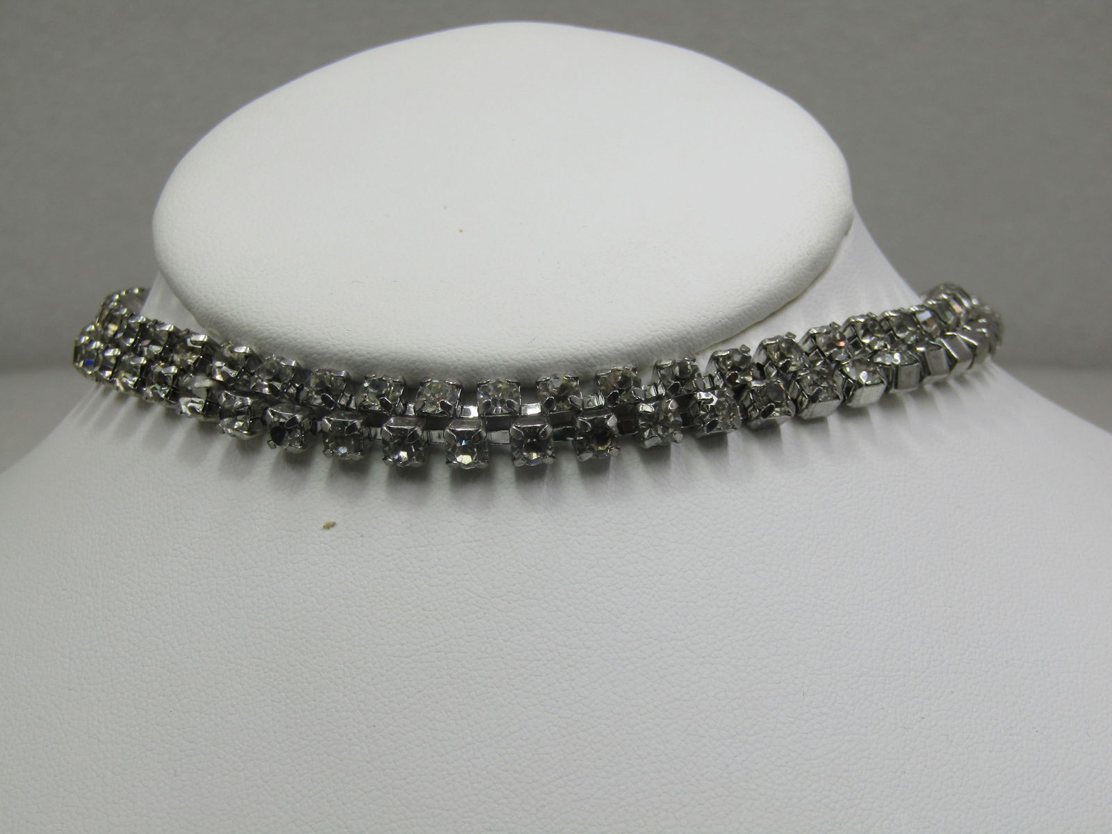 Vintage Double Strand Rhinestone Necklace, 15" (1 of 5)