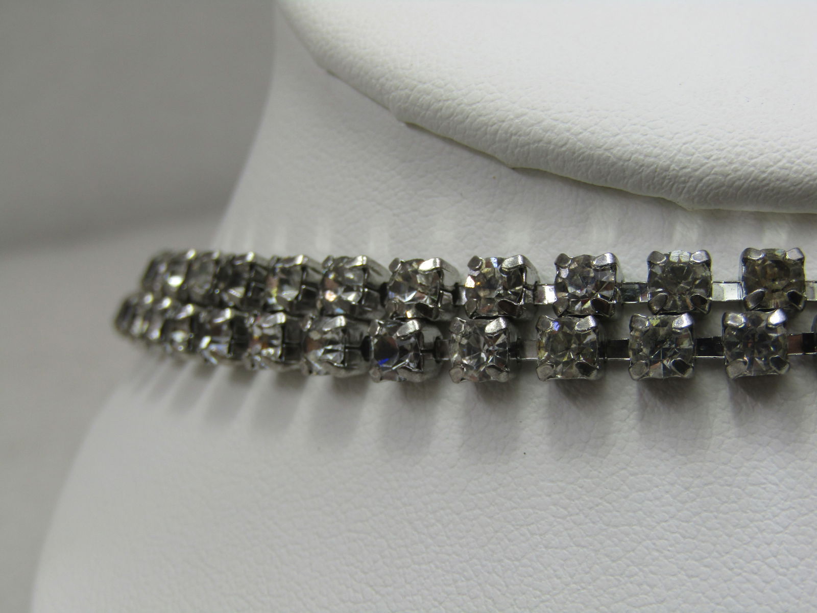 Vintage Double Strand Rhinestone Necklace, 15" - 3