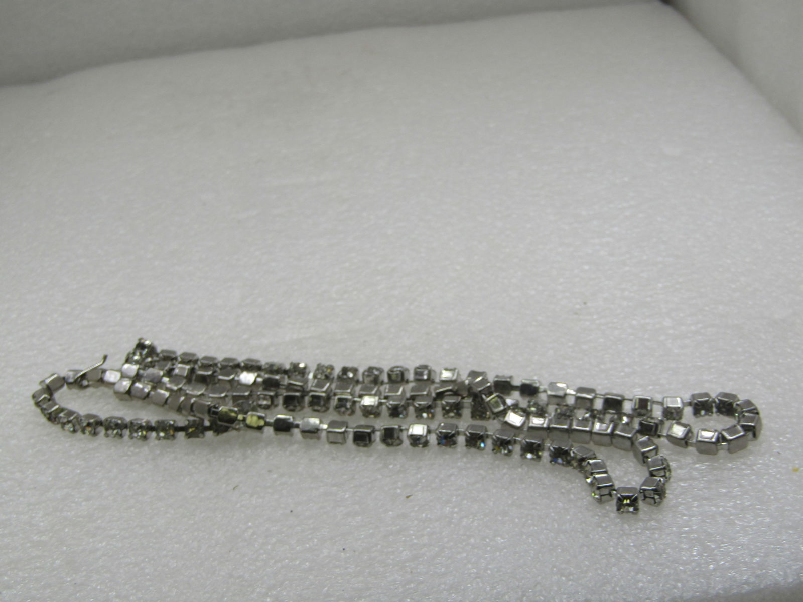 Vintage Double Strand Rhinestone Necklace, 15" - 5