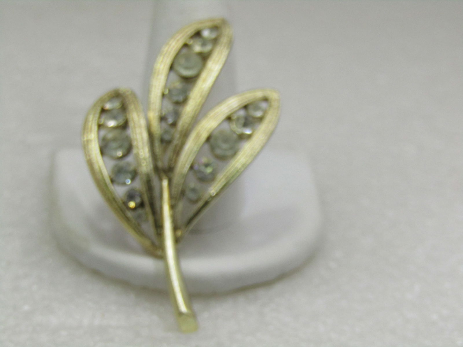 Vintage Graduated Rhinestone Leaf Stem Brooch, 1960's, 2.5" (1 of 6)