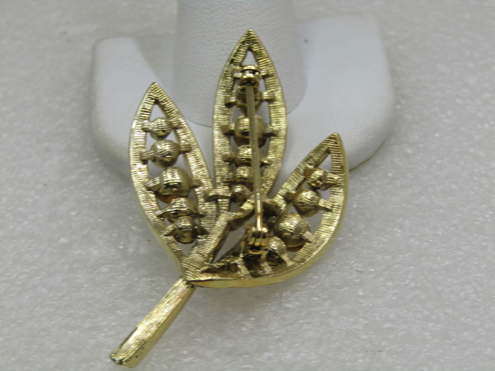 Vintage Graduated Rhinestone Leaf Stem Brooch, 1960's, 2.5" - 5