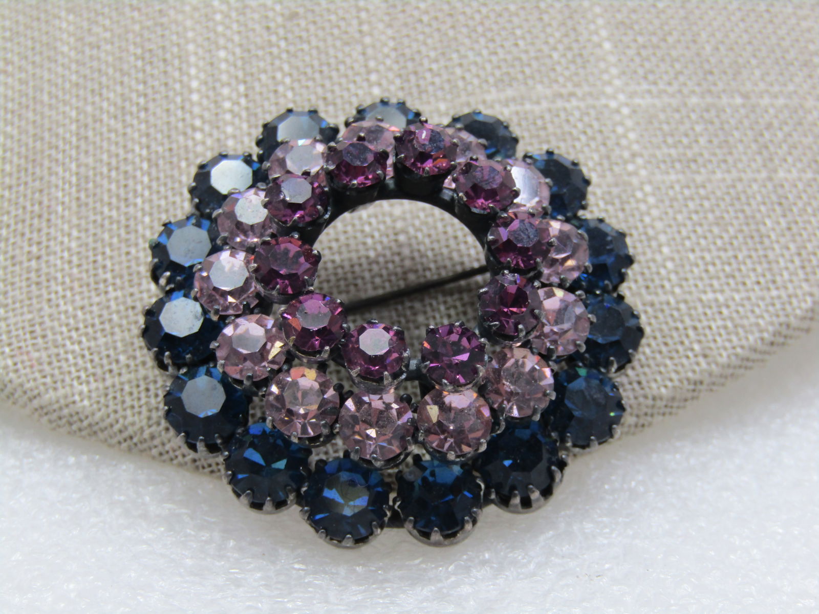 Vintage Austria Blue Purple Crystal Brooch, 1940's-1950's (1 of 6)