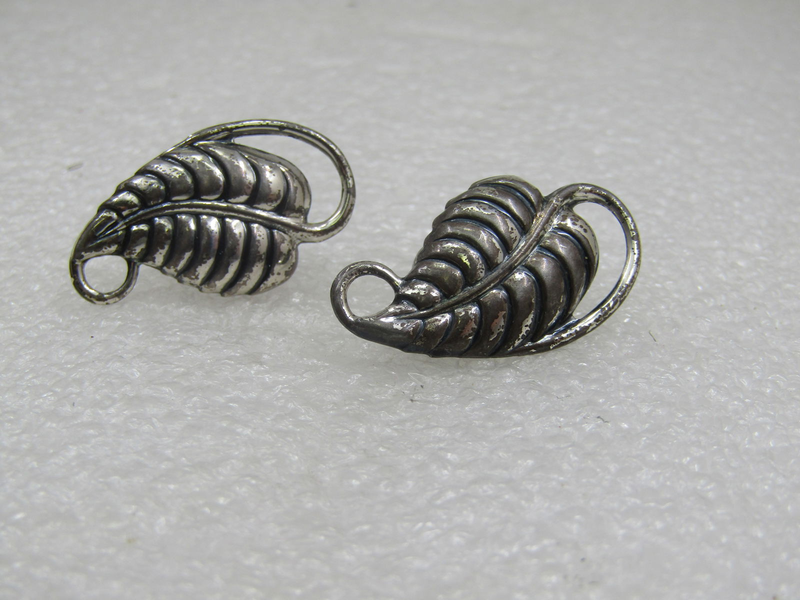 Vintage Sterling Danecraft Leaf Earrings, Screwback, Mid-Century - 2