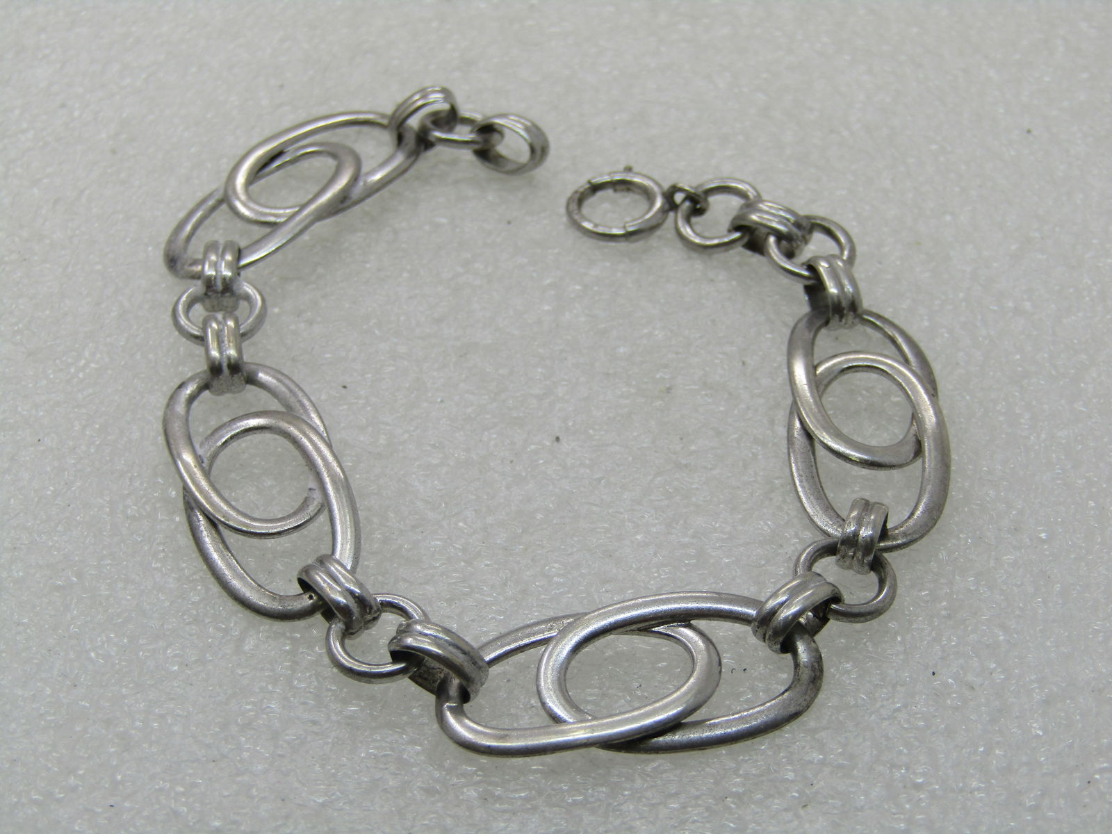 Vintage Sterling Double Oval Link Bracelet, Unisex, 7.5", 1960's SIgned (1 of 6)