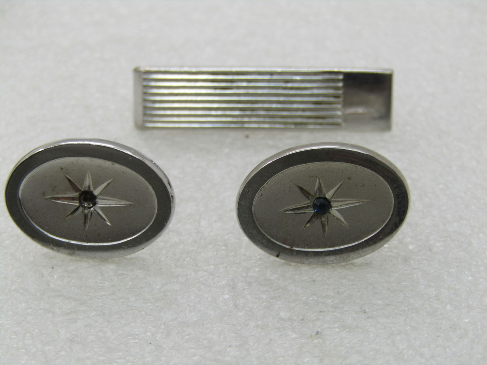 Vintage Cufflinks & Swank Tie Bar Lot , 1960's-1970's, Silver Tone (1 of 5)