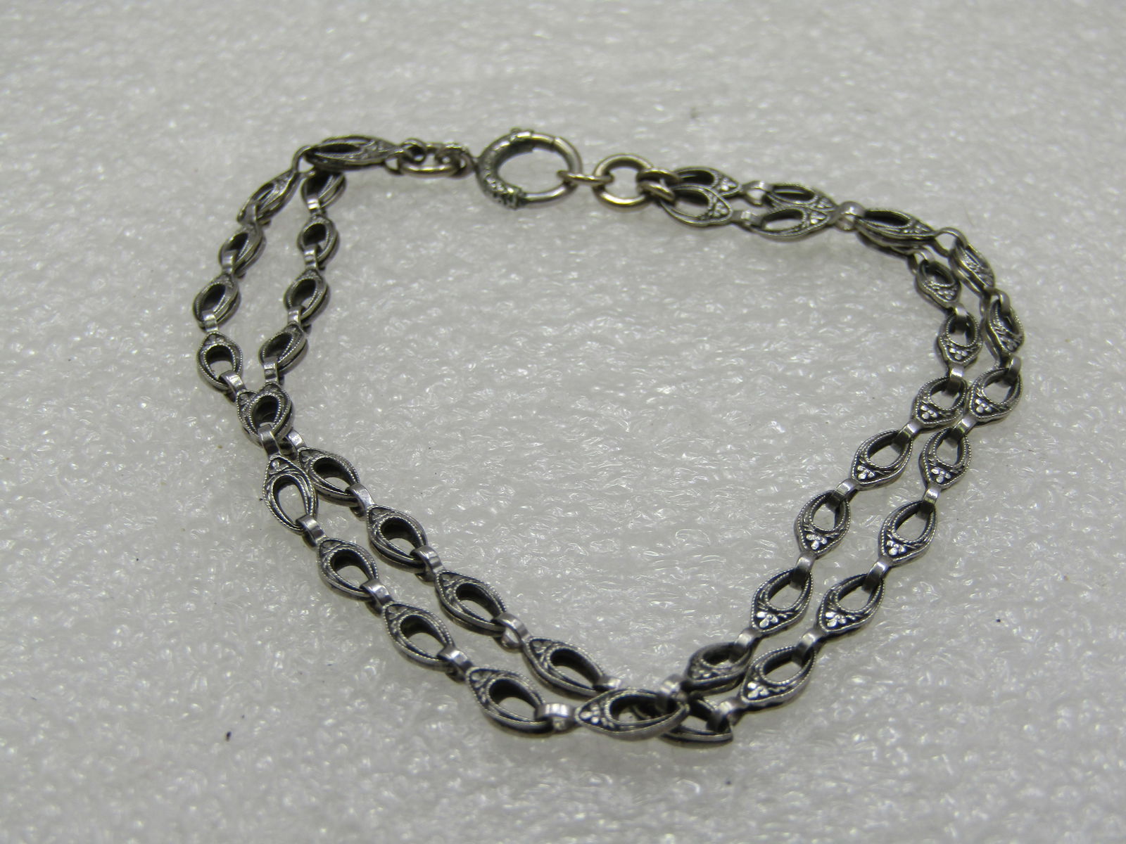 Vintage Silver Double Strand Bracelet, 7.25", MId-Century (1 of 6)