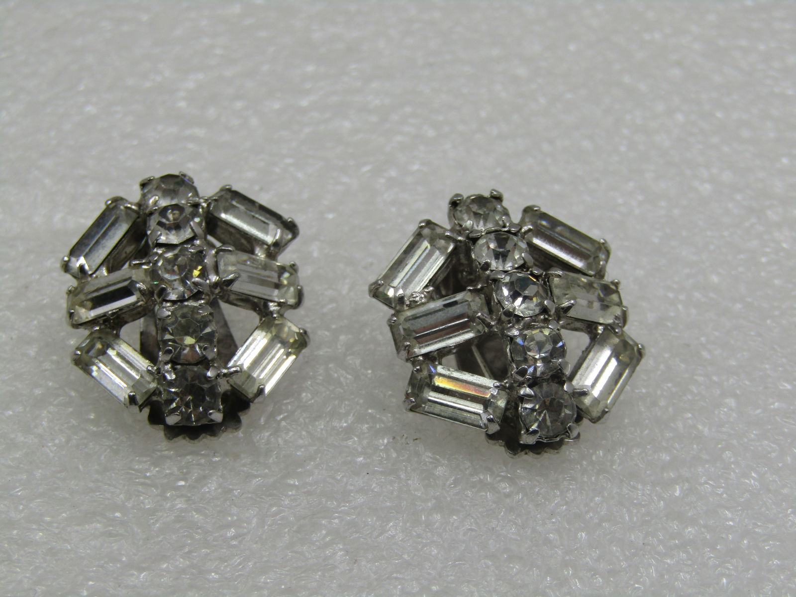 Vintage Rhinestone Art Deco Themed Clip Earrings, 1940's-1950's (1 of 5)
