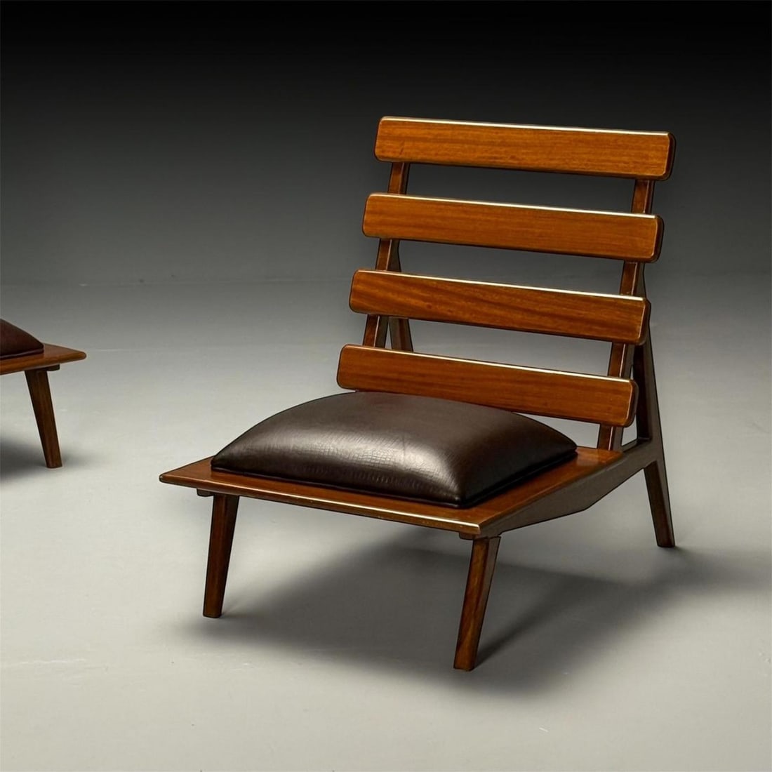 Brazilian Mid-Century Modern, Sculptural Lounge Chairs, Mahogany, Leather - 3