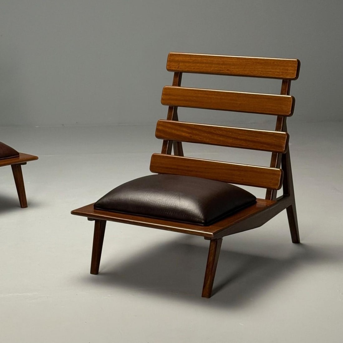 Brazilian Mid-Century Modern, Sculptural Lounge Chairs, Mahogany, Leather - 7