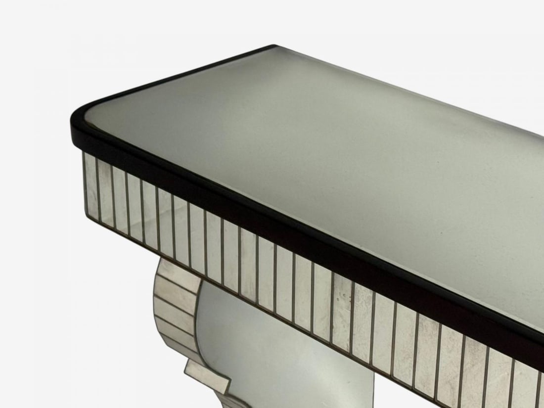 Serge Roche Style, Distressed Glass, Painted Wood, Mirrored Console Tables - 10