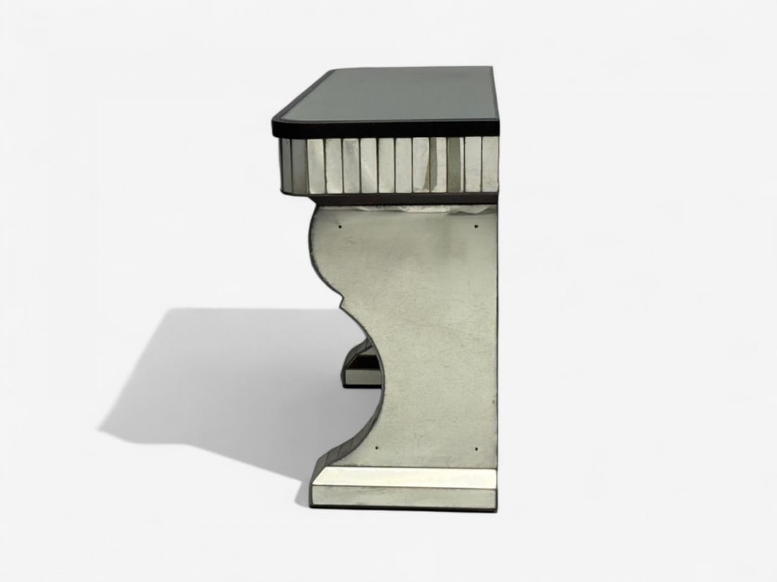 Serge Roche Style, Distressed Glass, Painted Wood, Mirrored Console Tables - 11