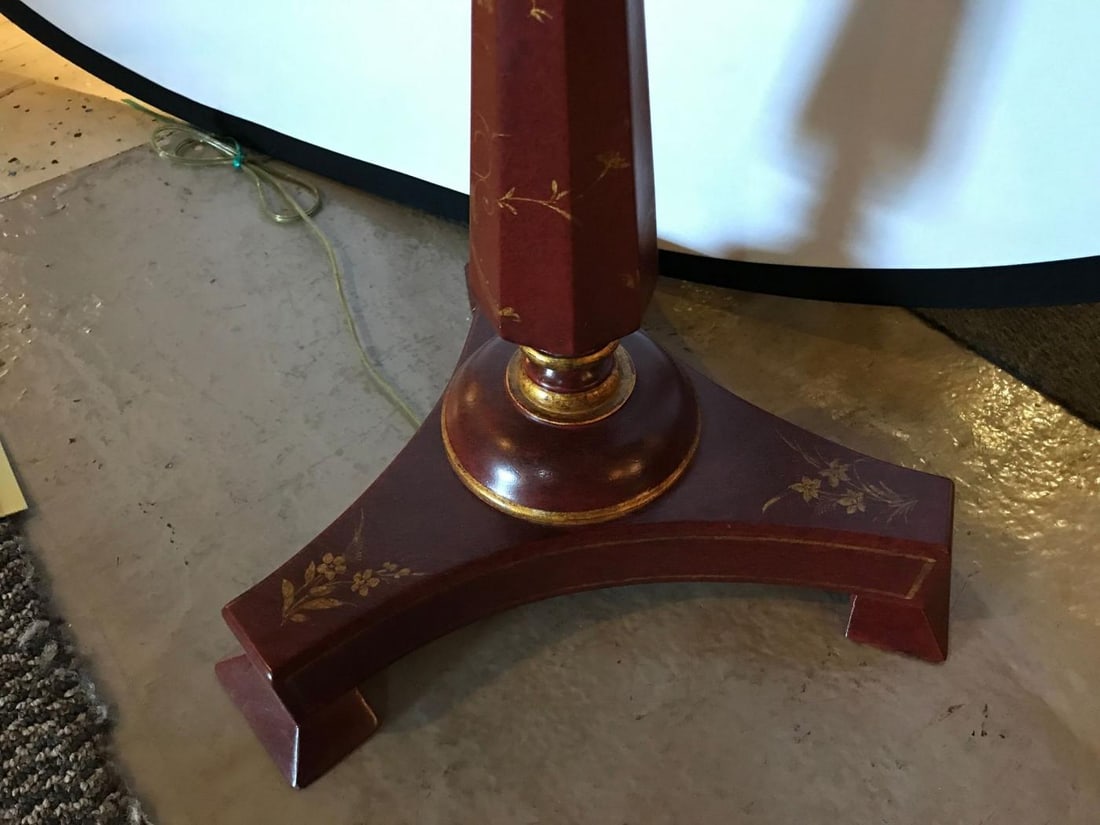 Red Chinoiserie Decorated Table Lamp with Custom Shades - 9