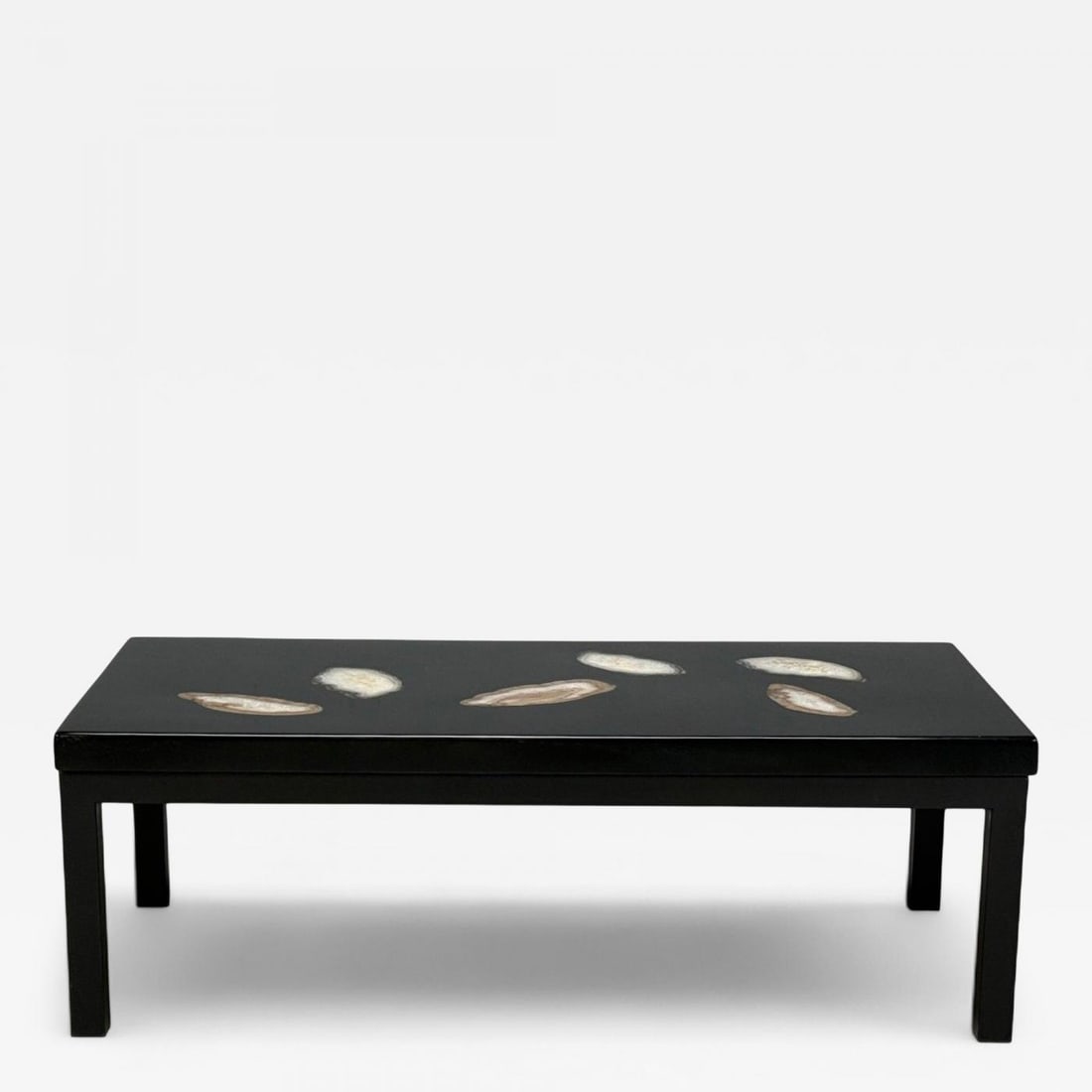 Ado Chale, Black Resin, Agate, Coffee Table, Belgium, 1990s - 2