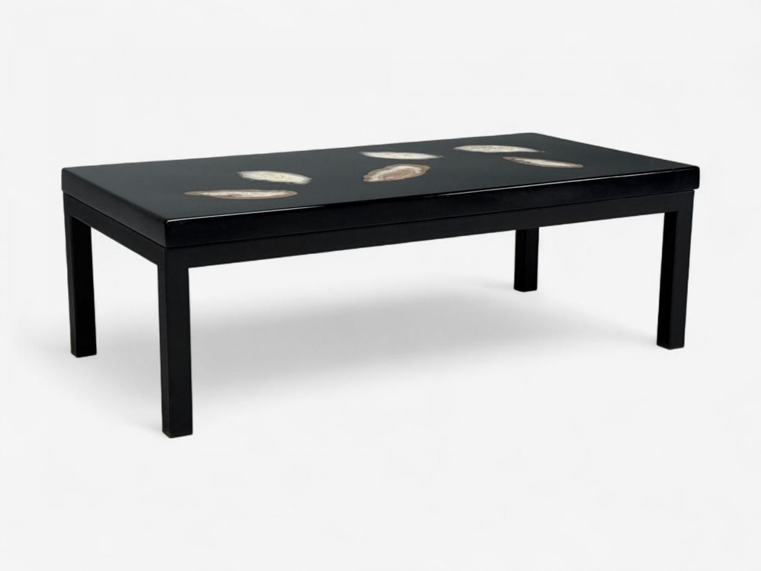 Ado Chale, Black Resin, Agate, Coffee Table, Belgium, 1990s - 4