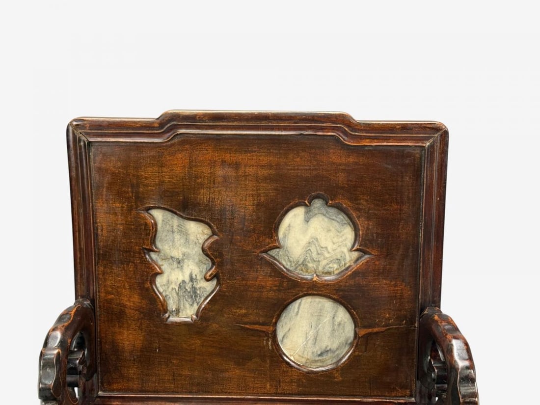 Qing Dynasty Style, Hardwood, Cane, Marble, Chinese Armchairs, China, 19th c. - 6