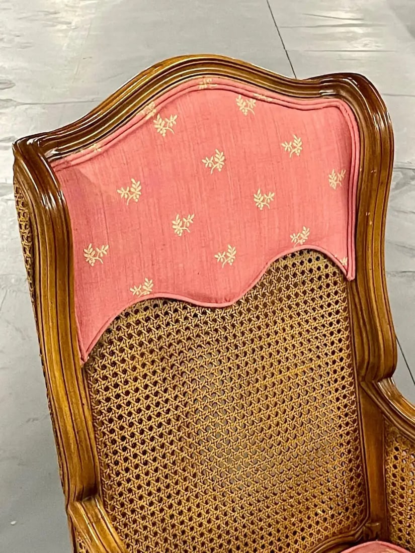 Pair of French Louis XV Style Cane Occasional/Armchairs, Wingbacks, France - 10