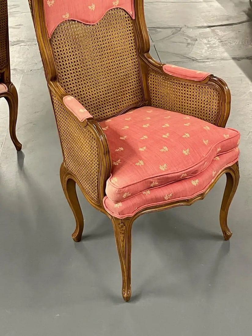 Pair of French Louis XV Style Cane Occasional/Armchairs, Wingbacks, France - 4