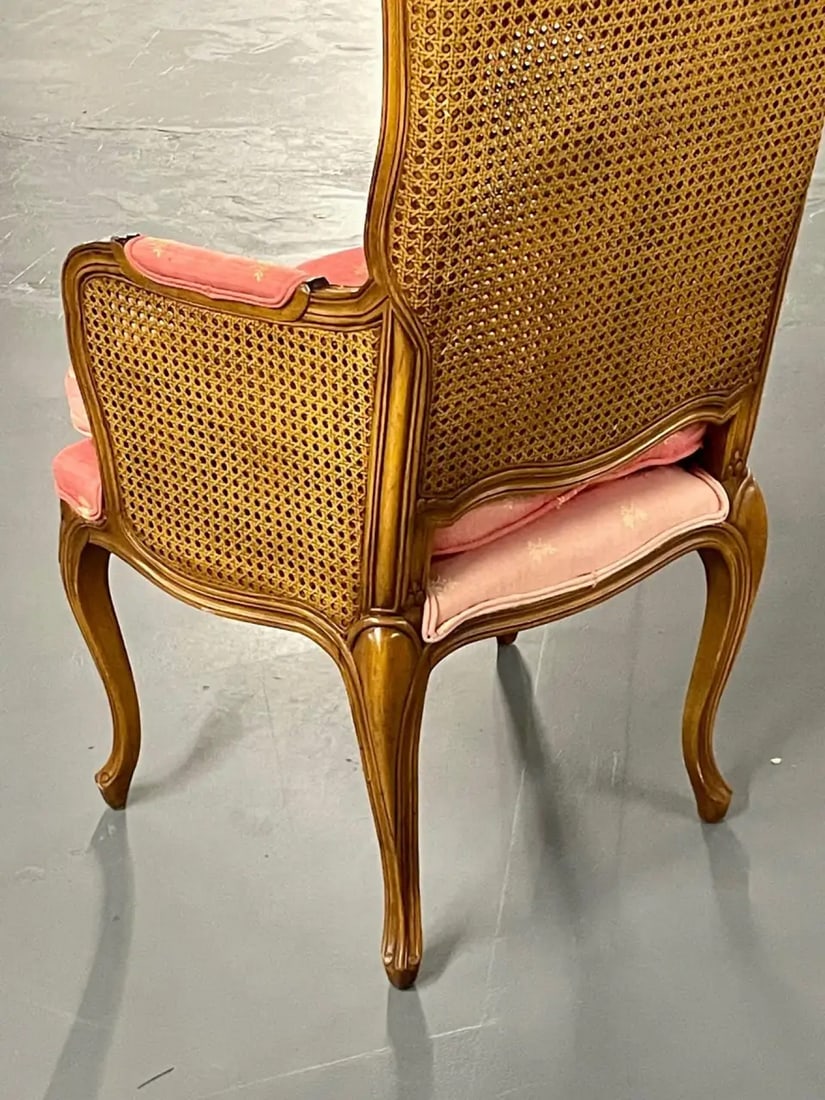 Pair of French Louis XV Style Cane Occasional/Armchairs, Wingbacks, France - 6