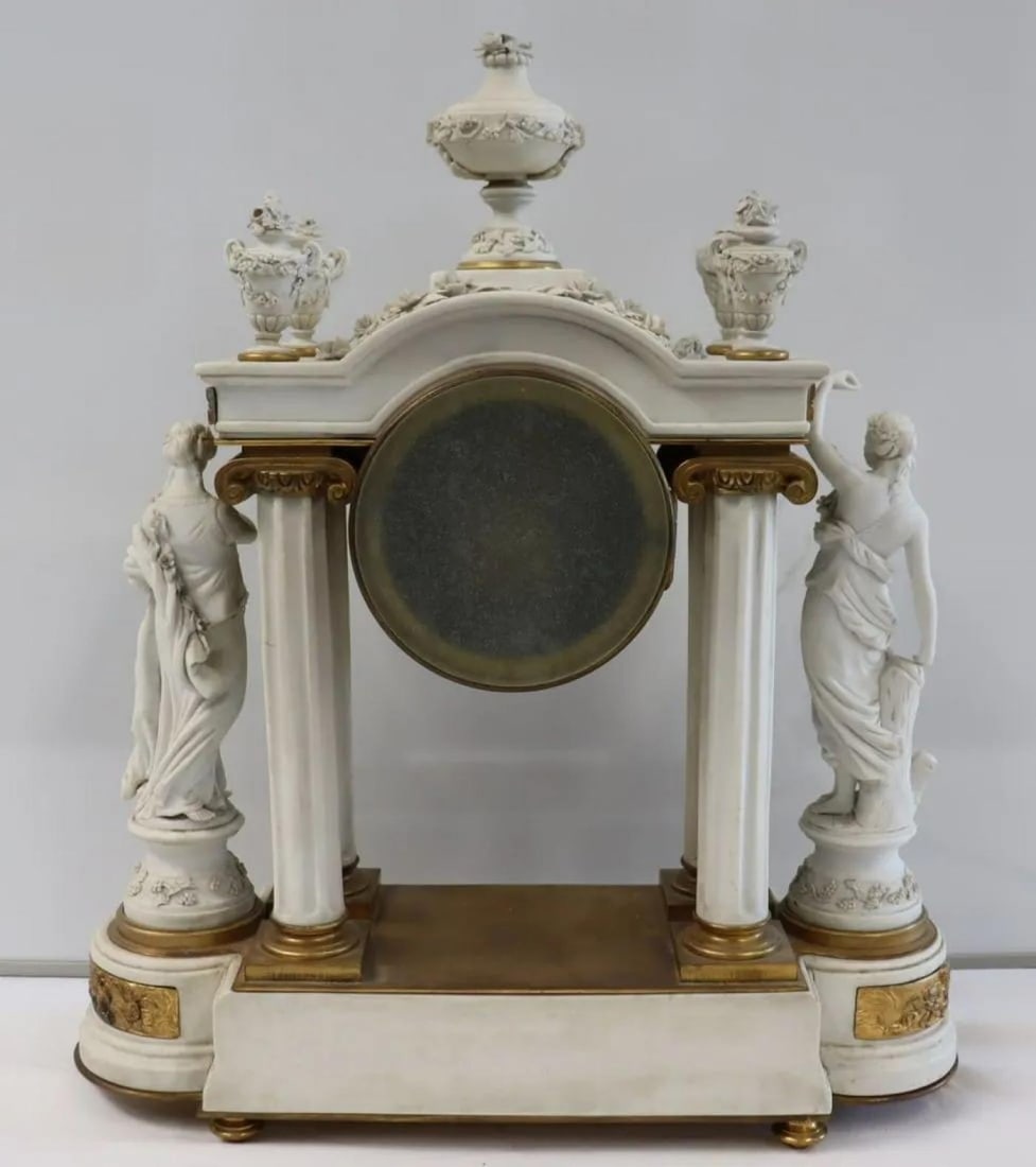 Sèvres Parian Attr, Louis XV, French Mantle Clock, Parian, Bronze, 19th Century - 5
