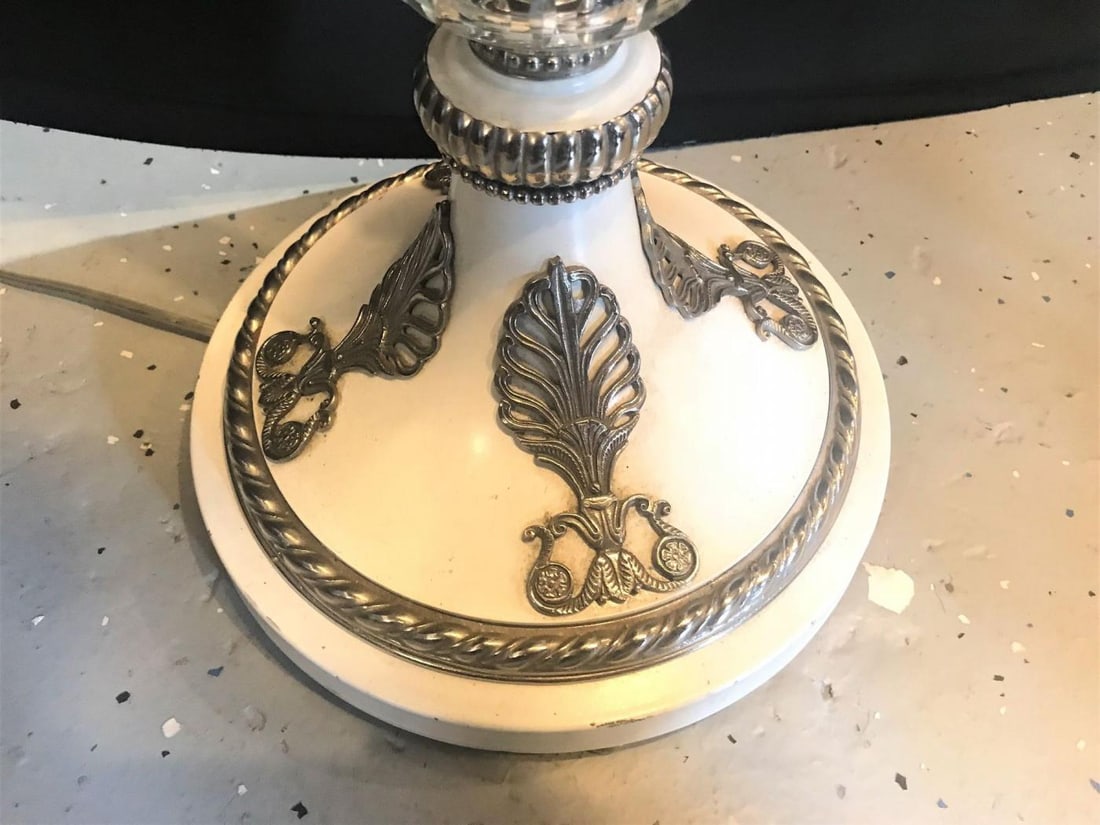 Hollywood Regency Style White Marble Glass and Silver Plate Floor Standing Lamp - 3