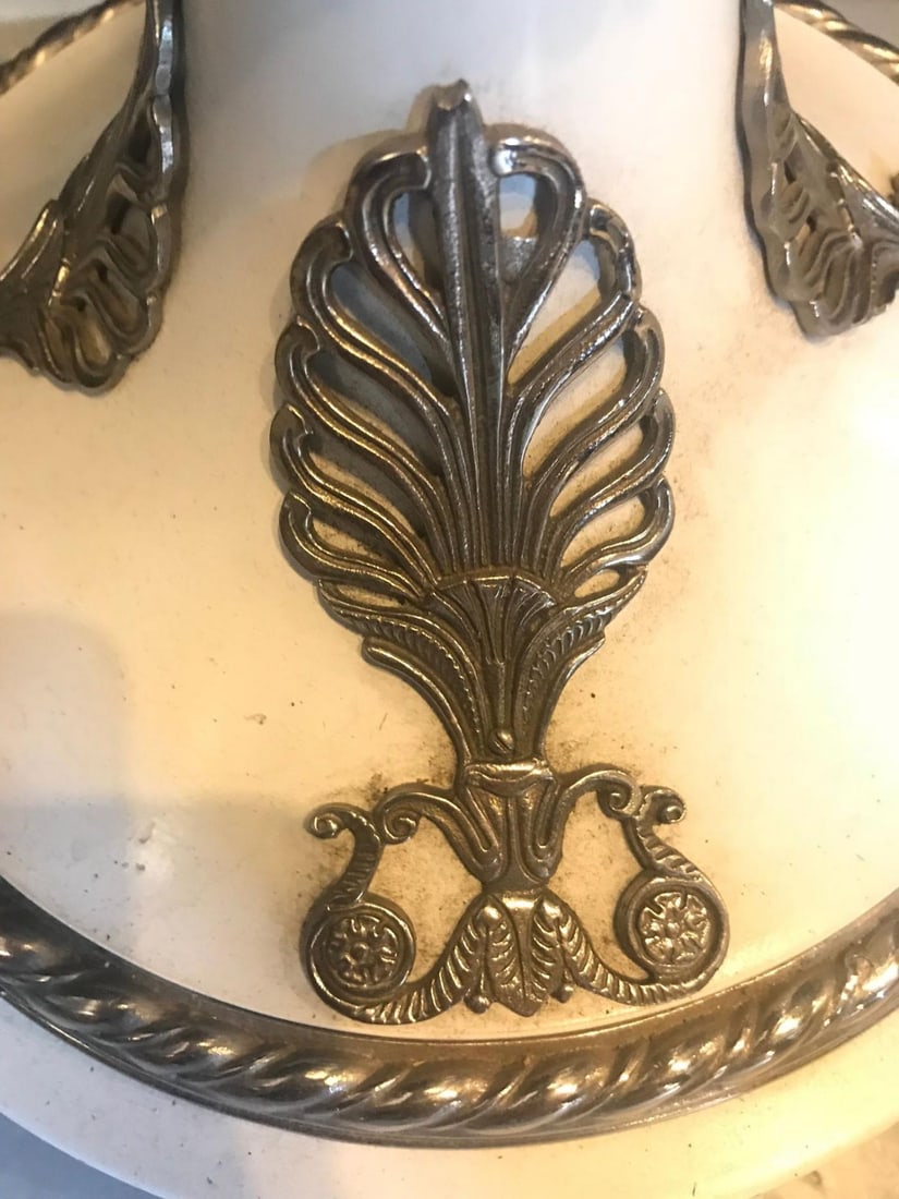 Hollywood Regency Style White Marble Glass and Silver Plate Floor Standing Lamp - 4