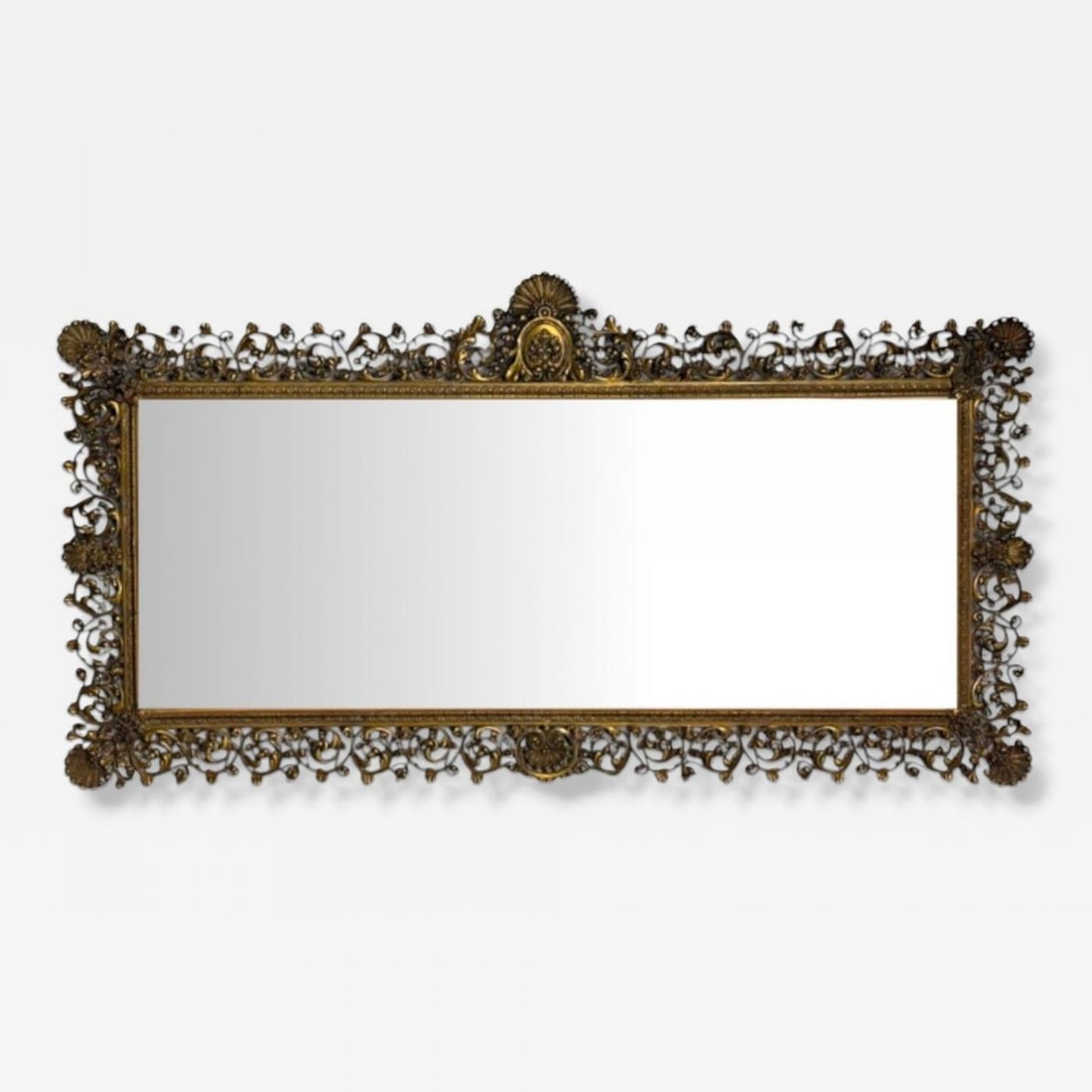 Rococo Style, Patinated Bronze, Large Ornate Wall Mirror, France, 1930s (1 of 7)