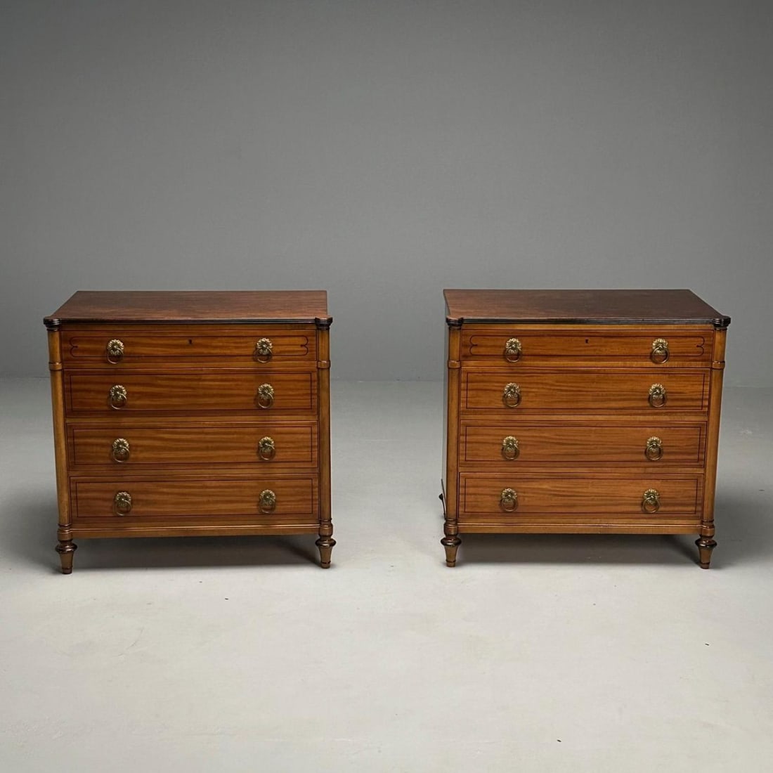 Kittinger, Regency, Commodes, Rosewood, Satinwood, Brass, USA, 1960s - 5