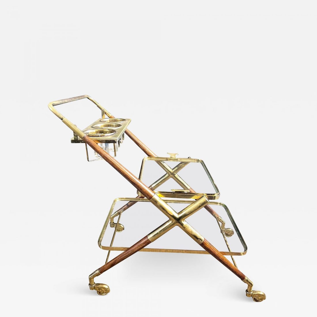 Mid-Century Modern Bar Cart, Teak and Brass - 2