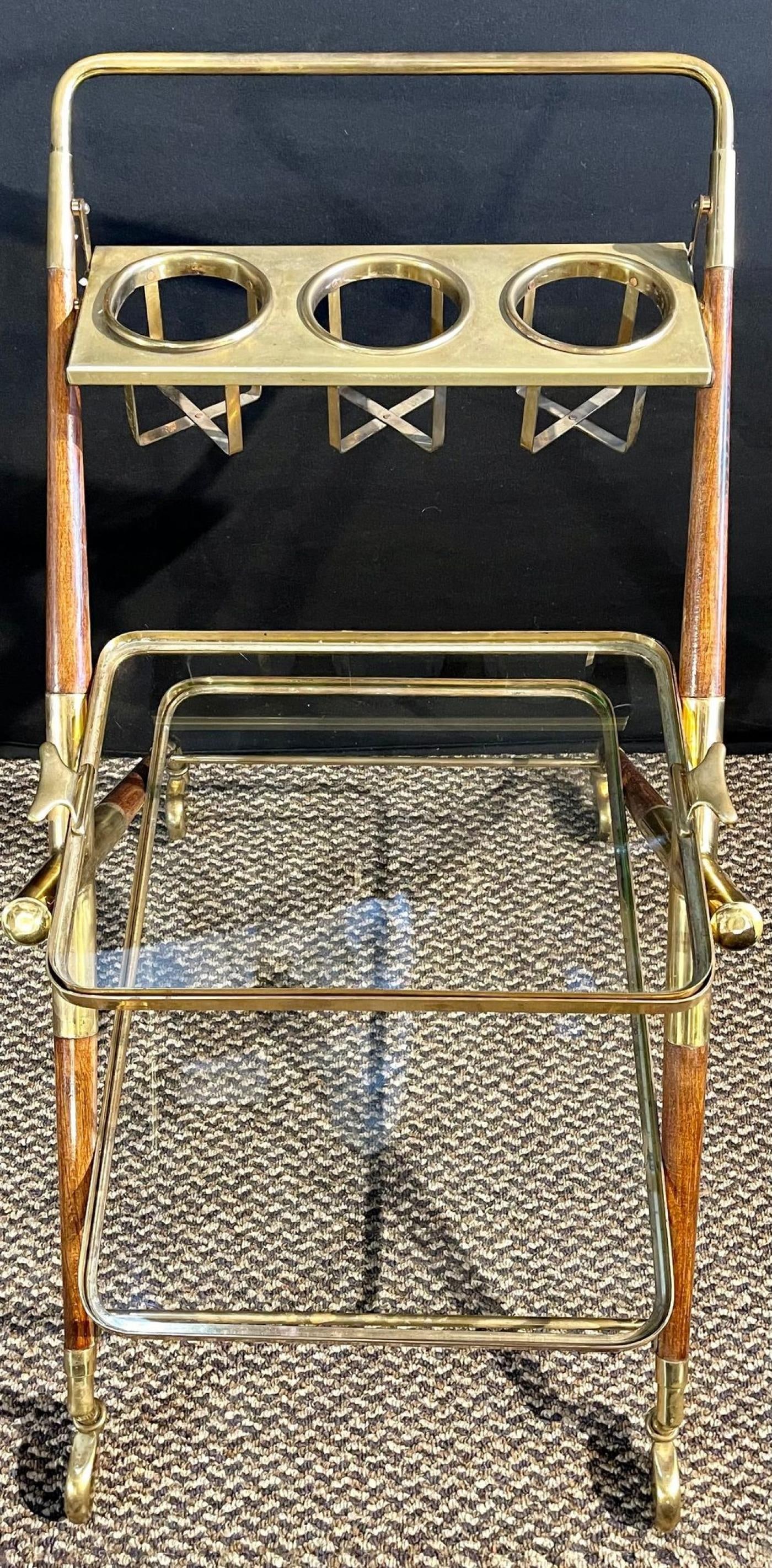 Mid-Century Modern Bar Cart, Teak and Brass - 3