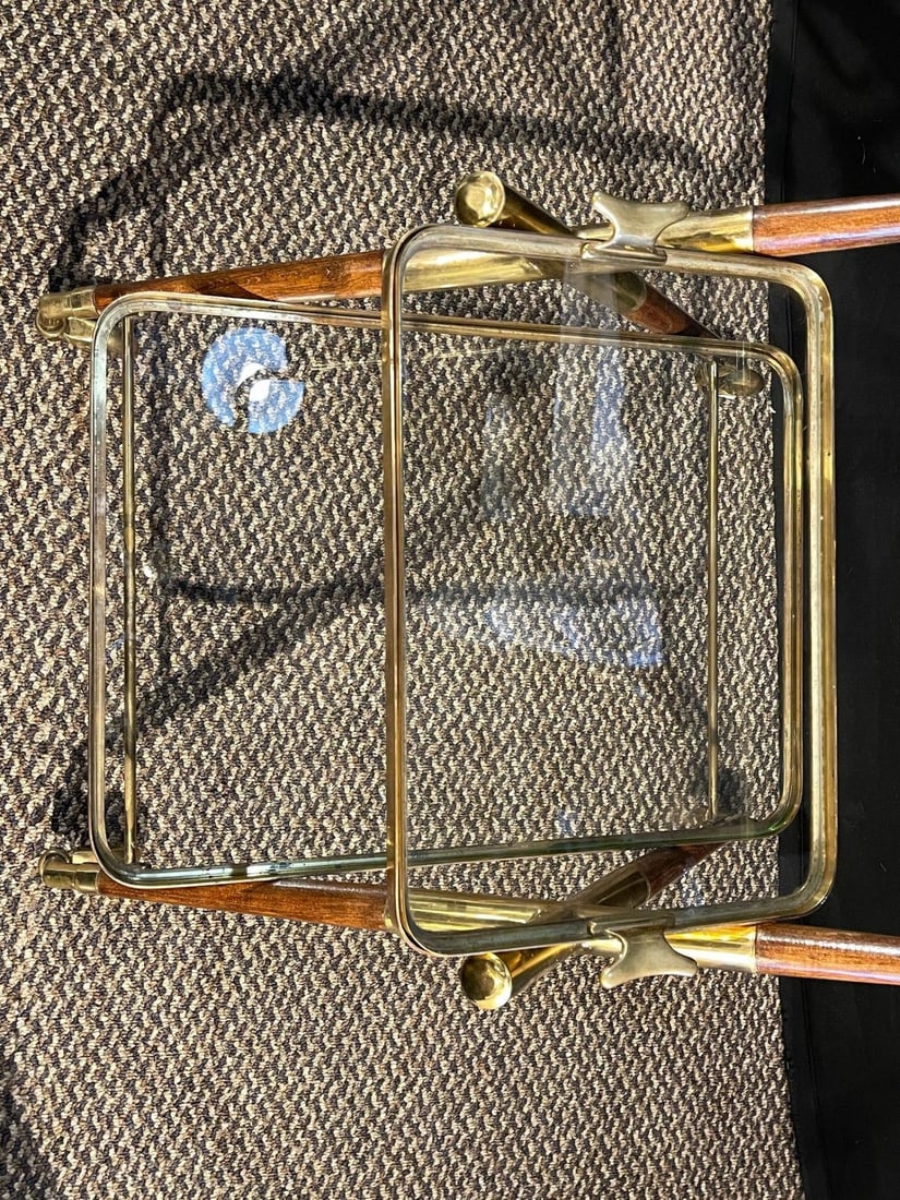 Mid-Century Modern Bar Cart, Teak and Brass - 9