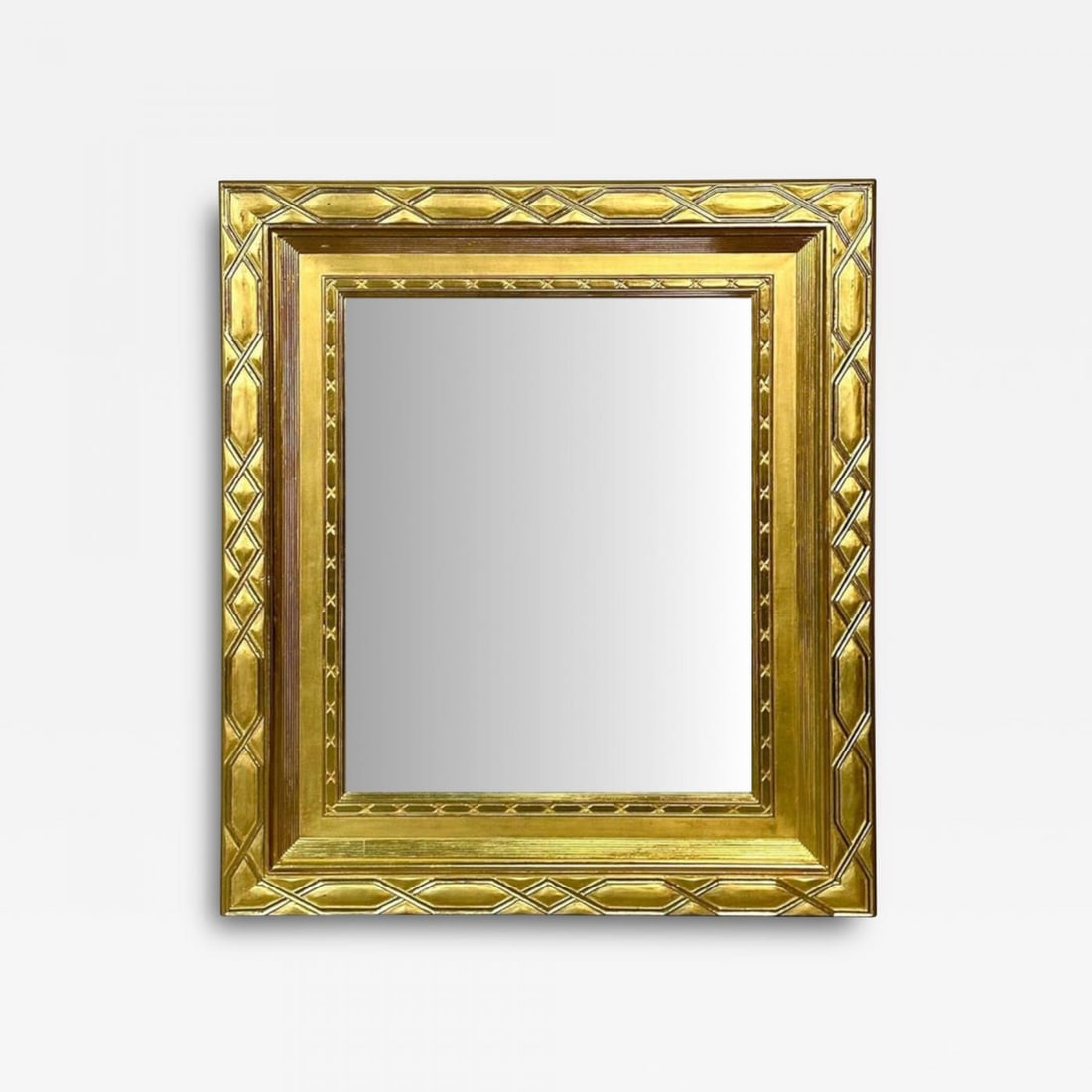 Hollywood Regency, Rectangular Wall Mirror, Carved Giltwood, Water Gilt, 21st C. - 2