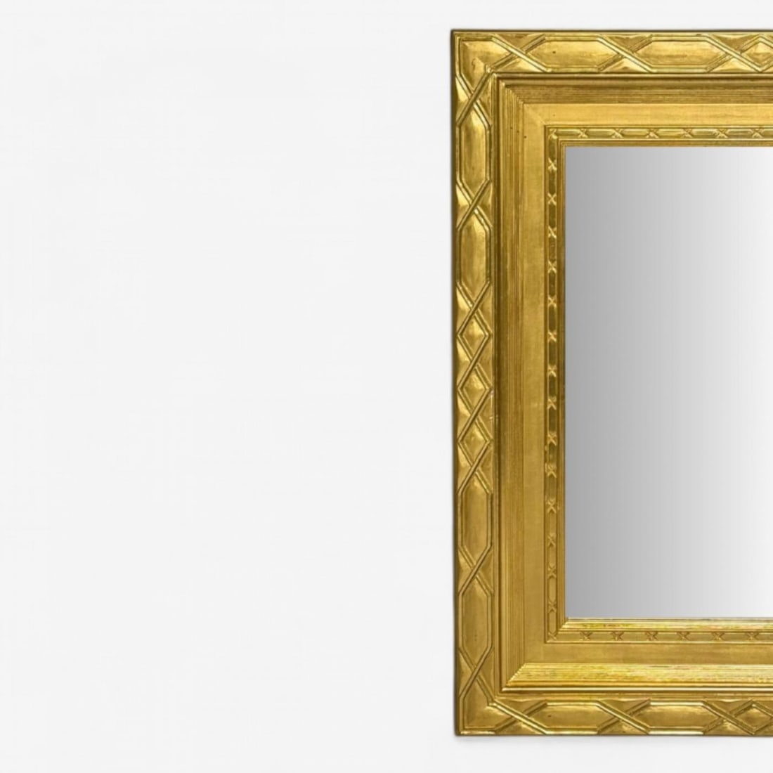 Hollywood Regency, Rectangular Wall Mirror, Carved Giltwood, Water Gilt, 21st C. - 3