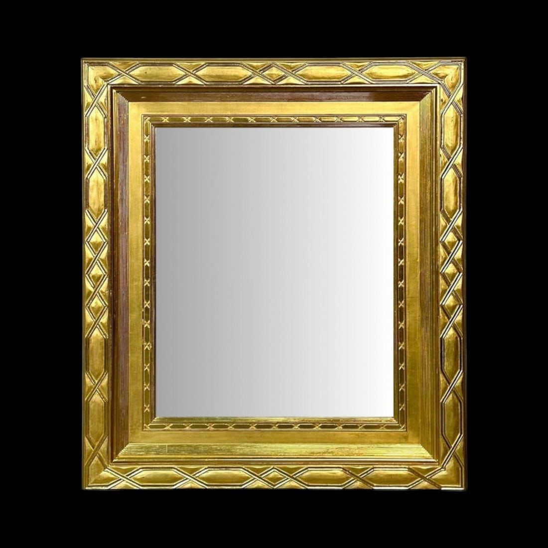 Hollywood Regency, Rectangular Wall Mirror, Carved Giltwood, Water Gilt, 21st C. - 4