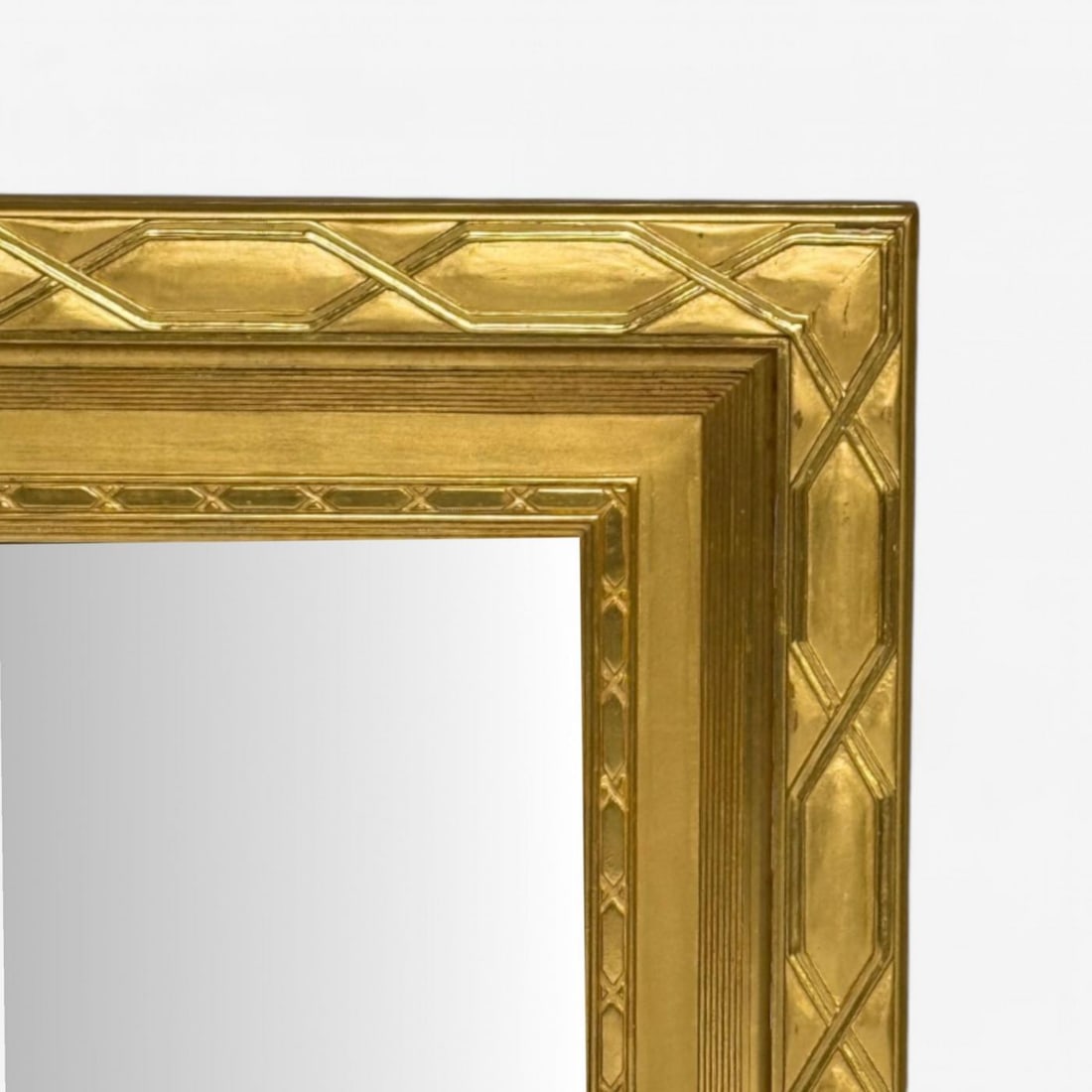 Hollywood Regency, Rectangular Wall Mirror, Carved Giltwood, Water Gilt, 21st C. - 5