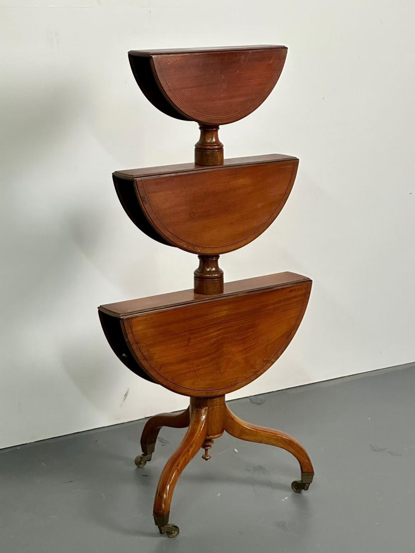19th Century Mahogany Inlaid Three-Tier Dumbwaiter / Dessert Stand - 3