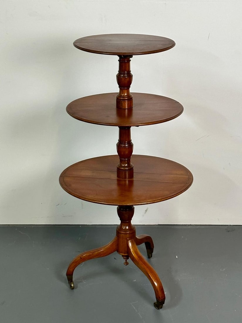 19th Century Mahogany Inlaid Three-Tier Dumbwaiter / Dessert Stand - 7