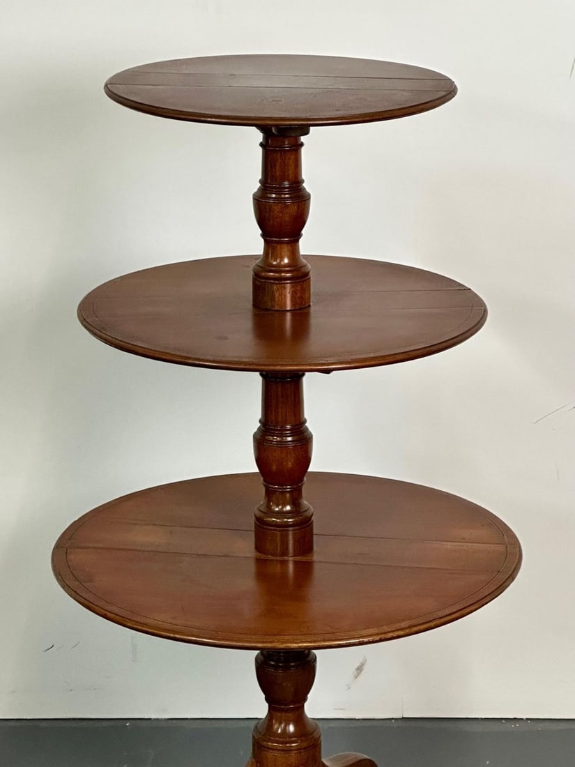 19th Century Mahogany Inlaid Three-Tier Dumbwaiter / Dessert Stand - 8