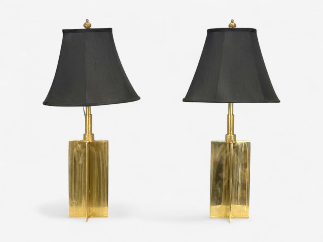 Jean Michel Frank Style, Mid-Century Modern, Bronze, Table Lamps, 1970s - 4