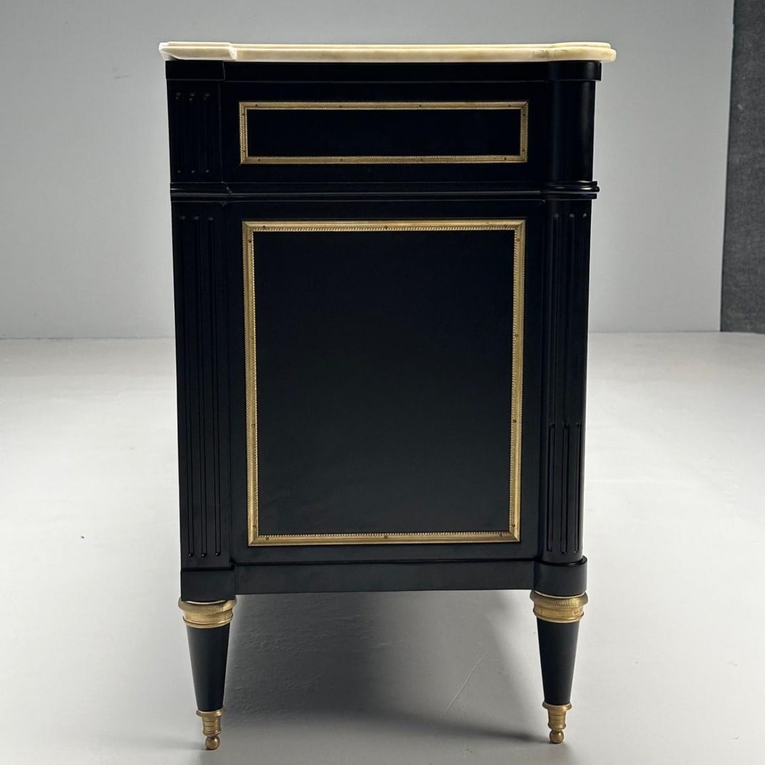 Maison Jansen, Hollywood Regency, Large Commode, Black Wood, Marble, 1940s - 10