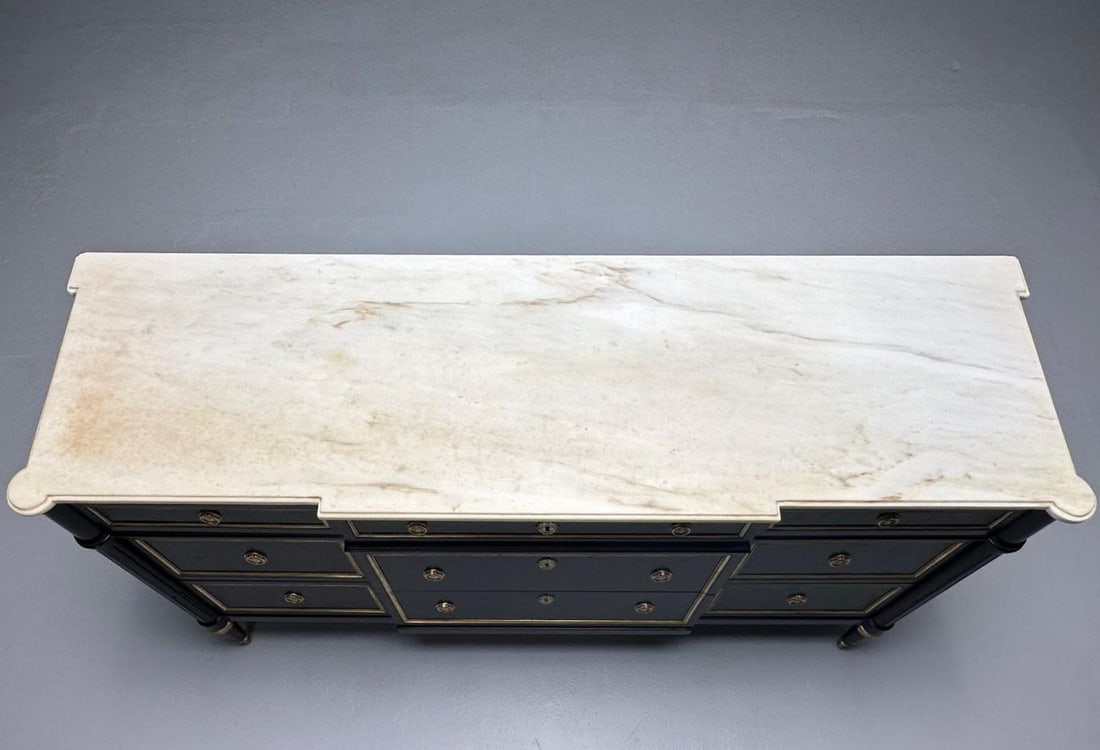 Maison Jansen, Hollywood Regency, Large Commode, Black Wood, Marble, 1940s - 7